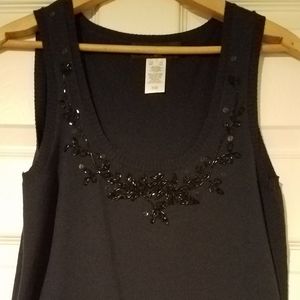 Jones New York navy blue knit beaded tank top Petite Small